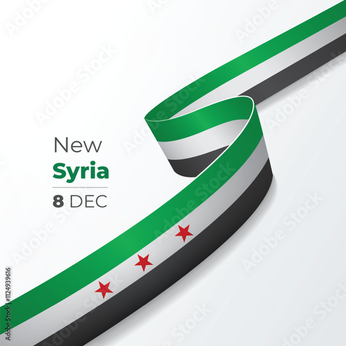 Curved 3D Ribbon of the Syrian Flag with Free Syria Concept