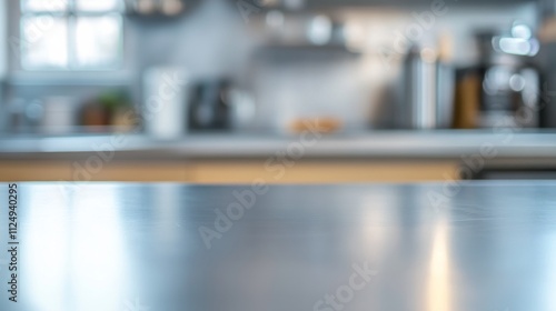 minimalist aluminum table with blurred background generative ai