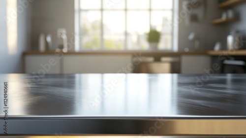 minimalist aluminum table with blurred background generative ai