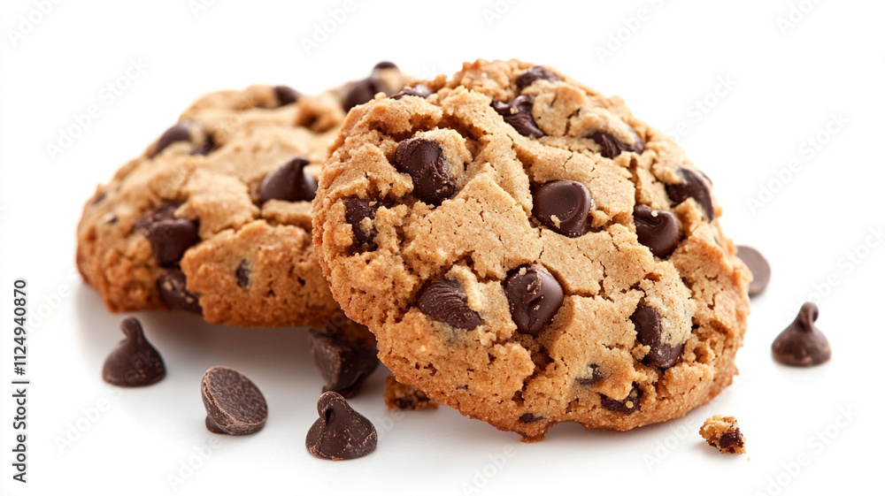 chocolate chip cookie isolated on white background. chocolate chip cookie isolated on white background.