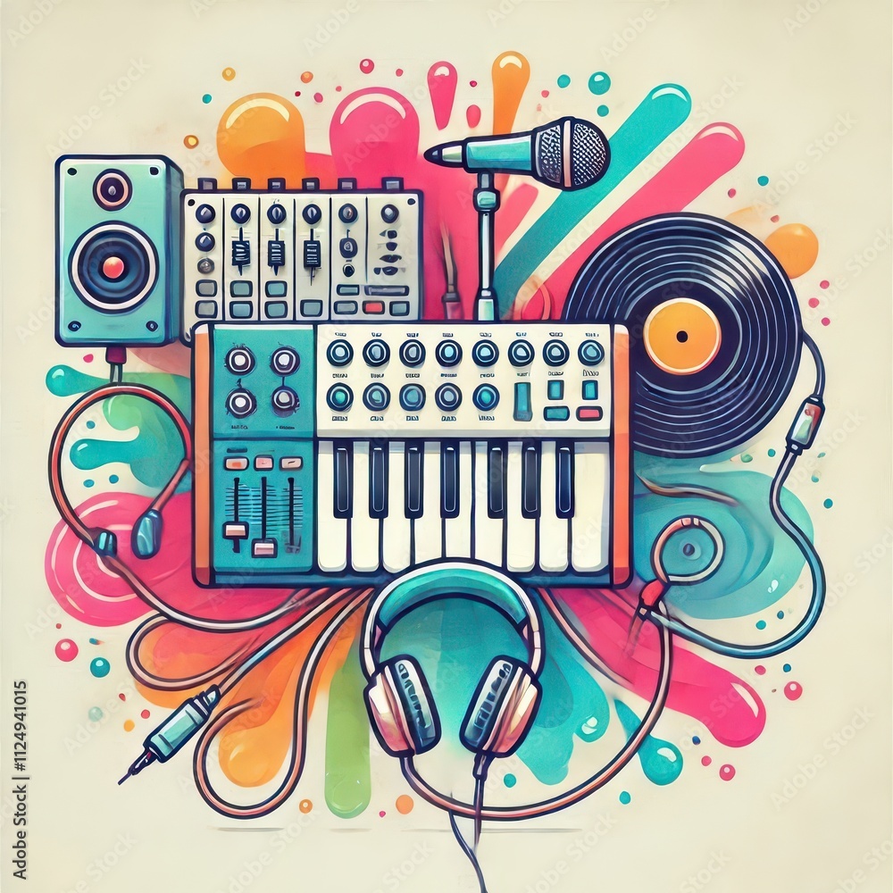 Obraz premium illustration of an music background content created with generative AI software