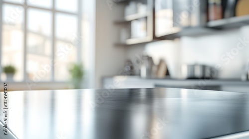 minimalist aluminum table with blurred background generative ai