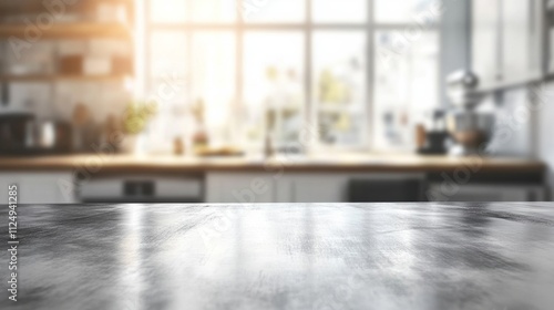 minimalist aluminum table with blurred background generative ai