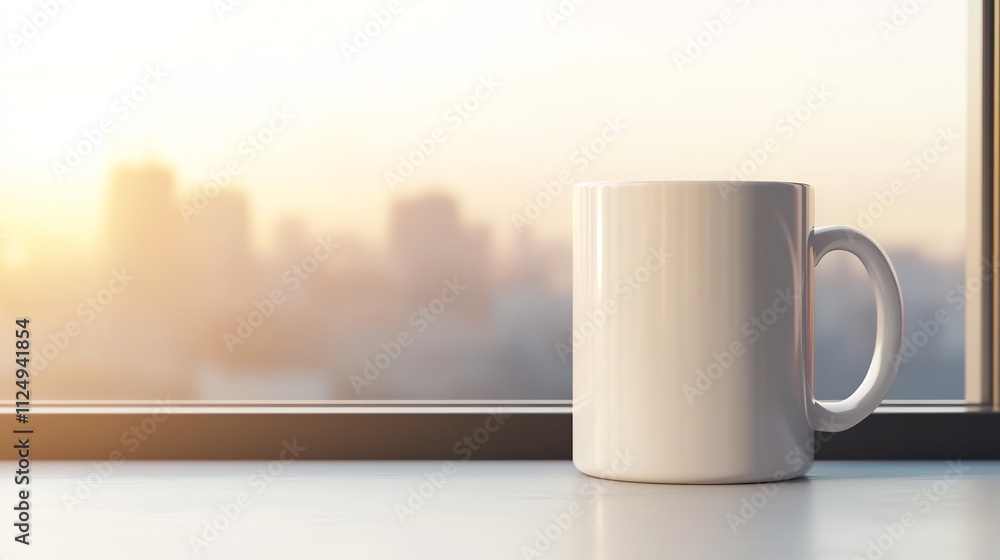 Obraz premium Glossy Ceramic Coffee Mug Isolated on White Background in 3D