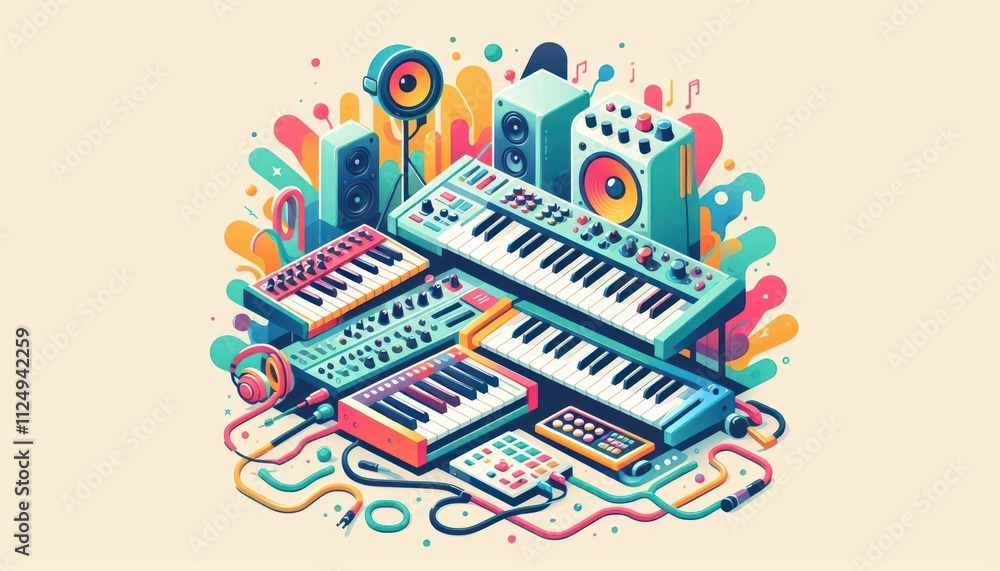 Obraz premium illustration of an music background content created with generative AI software