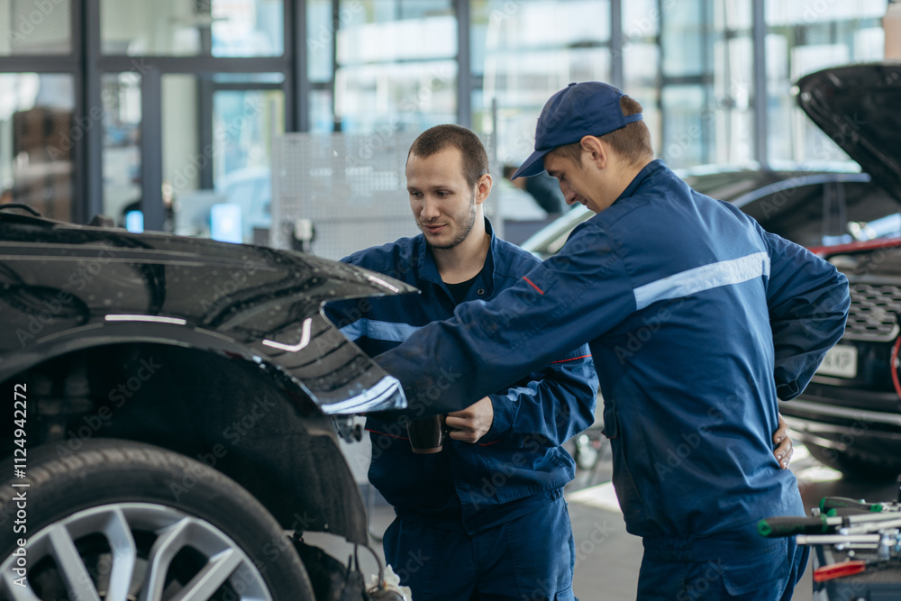 Auto mechanic in a car repair shop Auto mechanic in a car repair shop