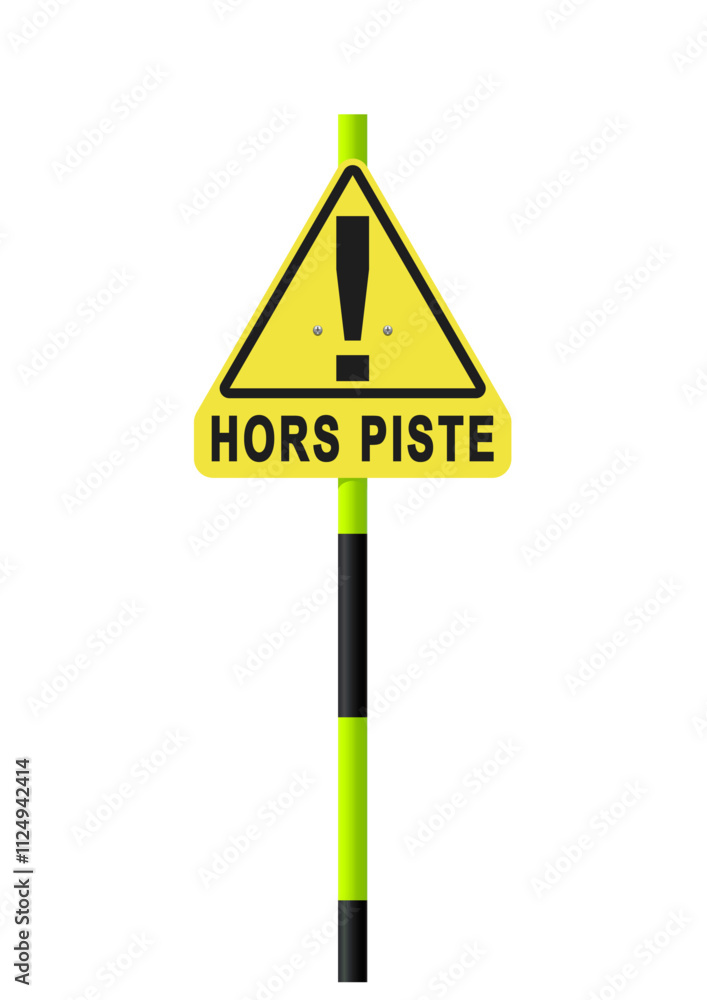 Ταπετσαρία Panneau hors piste triangulaire jaune avec un point d'exclamation noir sur potea