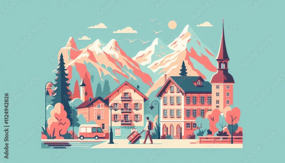 Travel around the world Europe images of landmarks of big famous cities Bright illustration content created with generative AI software Travel around the world Europe images of landmarks of big famous cities Bright illustration content created with generative AI software