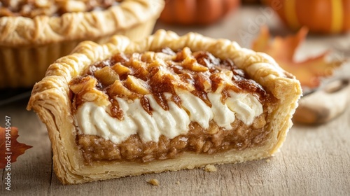 Decadent Homemade Pumpkin Pie Tart with Whipped Cream for Autumn photo