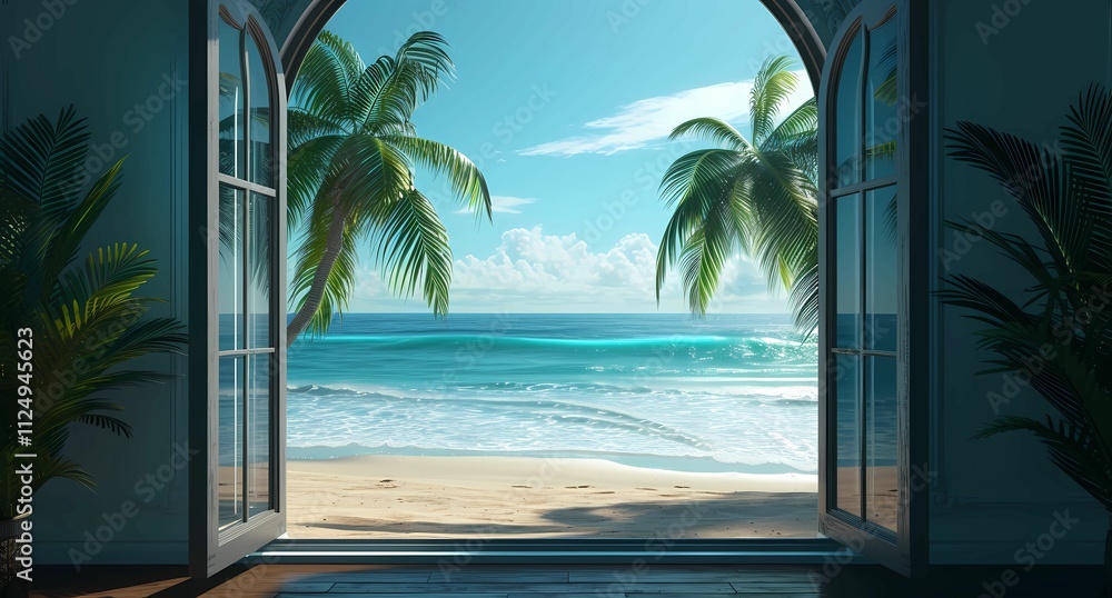 a window into a room shows the ocean a window into a room shows the ocean