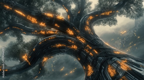 Enchanted Glowing Tree in Mystical Forest Scene