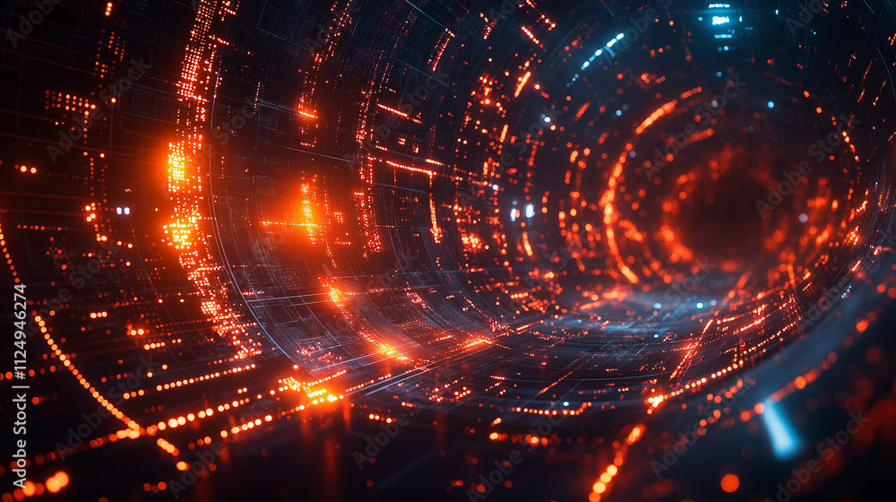 Abstract Digital Tunnel: A mesmerizing journey through a digital landscape, where lines of light dance and pulse in a symphony of color. Abstract Digital Tunnel: A mesmerizing journey through a digital landscape, where lines of light dance and pulse in a symphony of color.
