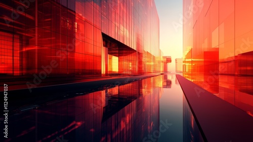 3D Illustration Red Design Architecture Background With Lighting