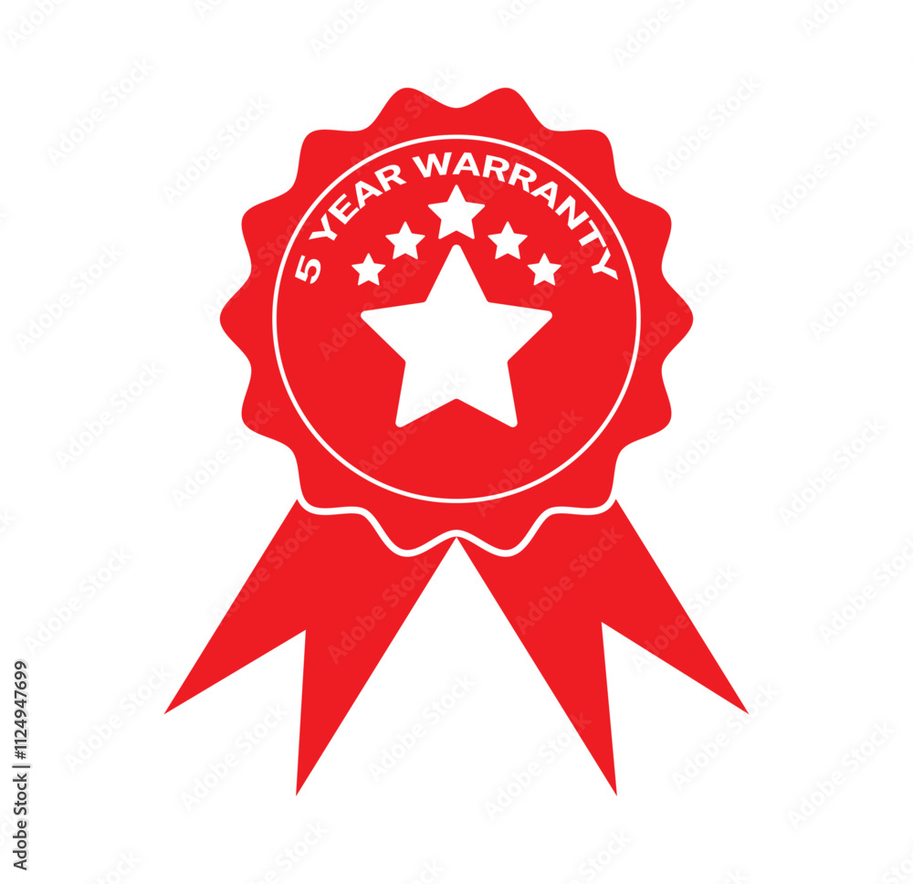 5 year warranty icon. Product protection of one year period symbol. Consumer repair service assurance certificate vector. 5 year warranty icon. Product protection of one year period symbol. Consumer repair service assurance certificate vector.