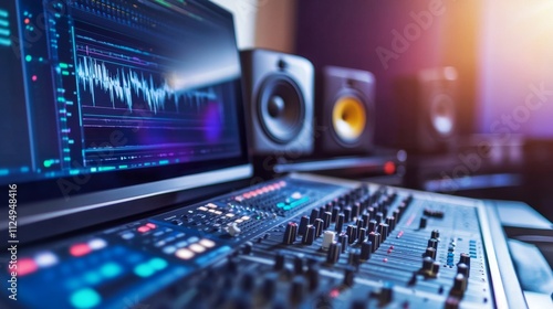 Wallpaper Mural Music production in a home studio recording session digital audio workstation creative environment close-up view technology exploration Torontodigital.ca