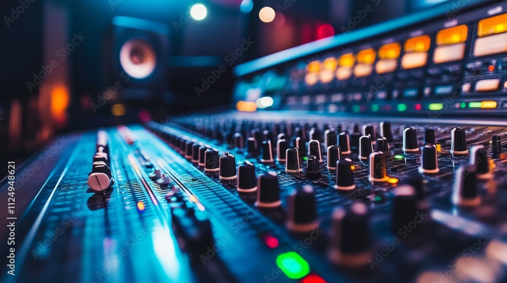 Recording session in a professional studio music production equipment focus urban environment close-up view sound engineering techniques Recording session in a professional studio music production equipment focus urban environment close-up view sound engineering techniques