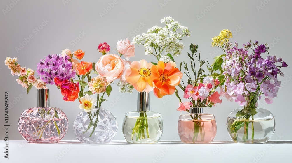 Fototapeta premium Minimalist Perfume Bottle with Beautiful Floral Accents