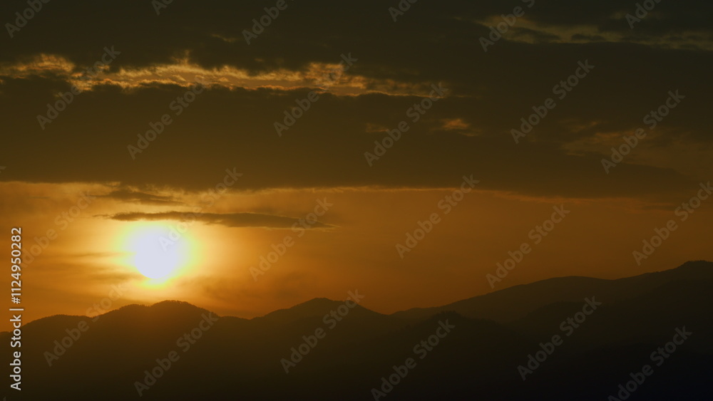 Appear Of The Sun, New Day. Glorious Sunrise Over The Mountains. Real time. Appear Of The Sun, New Day. Glorious Sunrise Over The Mountains. Real time.