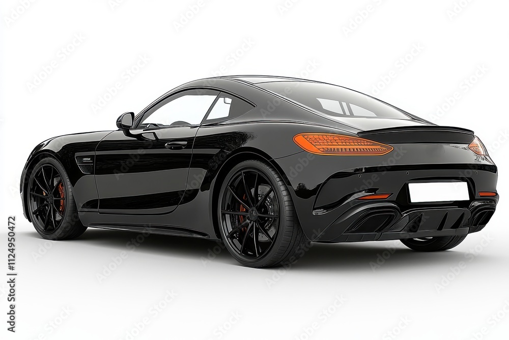 A sleek black sports car showcasing modern design and performance features. A sleek black sports car showcasing modern design and performance features.