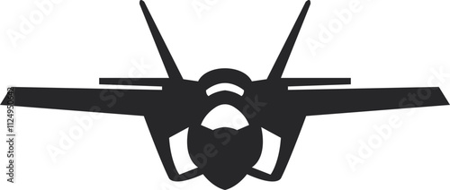 Black fighter jet silhouette. F-35 logo front view