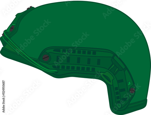live colored helmet with outline, military ammunition vector.