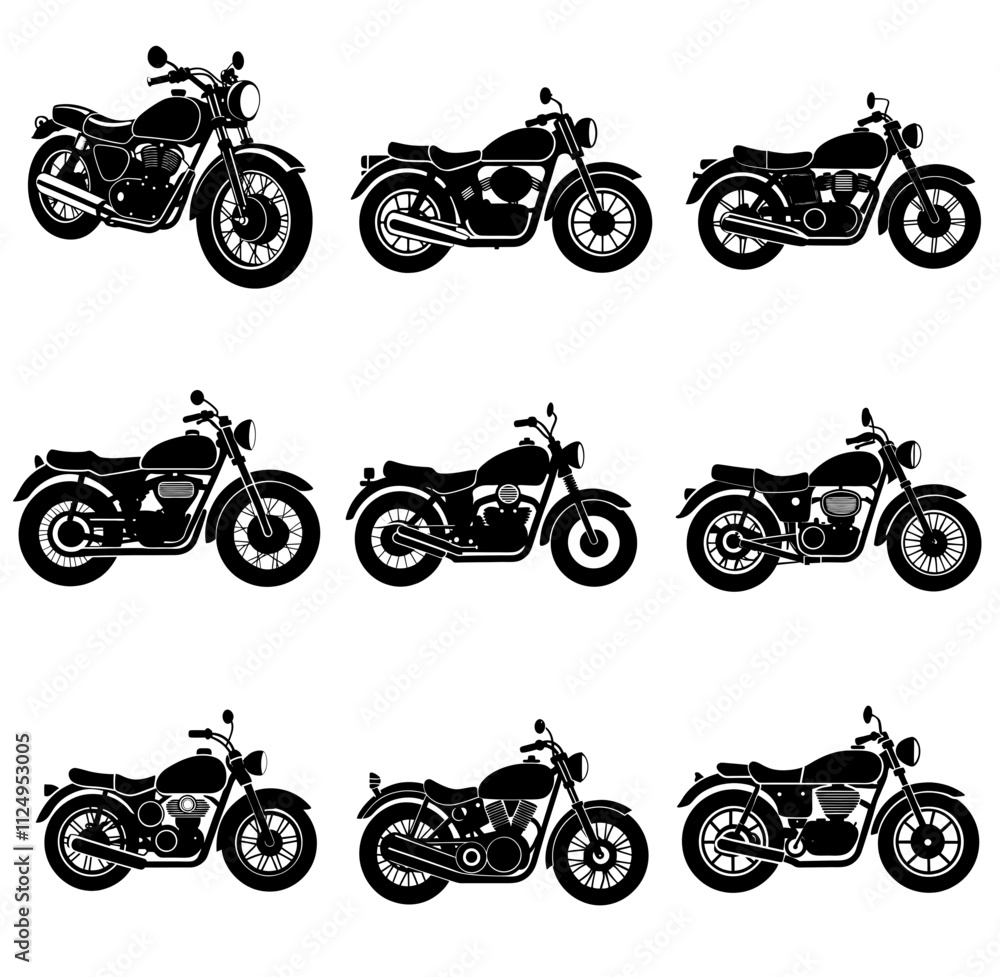 Obraz premium Motorcycle Icons set. Vector Illustration