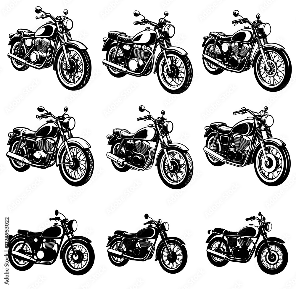 Obraz premium Motorcycle Icons set. Vector Illustration