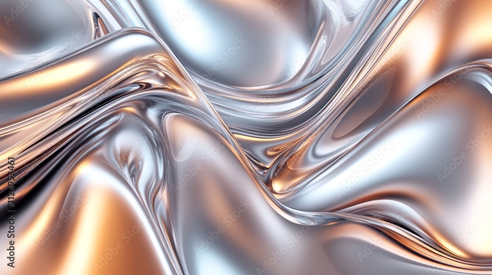 Obraz premium 3D Abstract Iridescent Composition Background with Light Metallic Effects