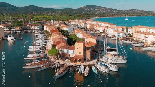 Aerial view of the Port Grimaud, Provence Alpes Cote d'Azur region in France