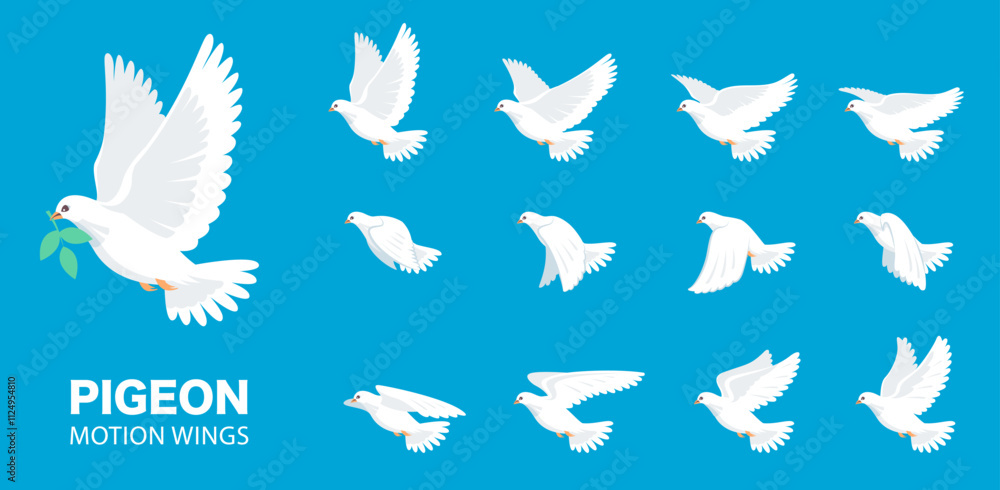 Pigeon animation. Bird motion wings in heaven Pigeon animation. Bird motion wings in heaven