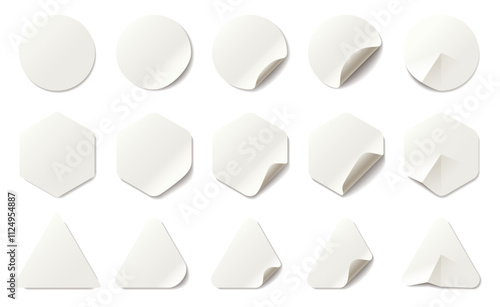Paper stickers circle and square with rounded edges adhesive set icon