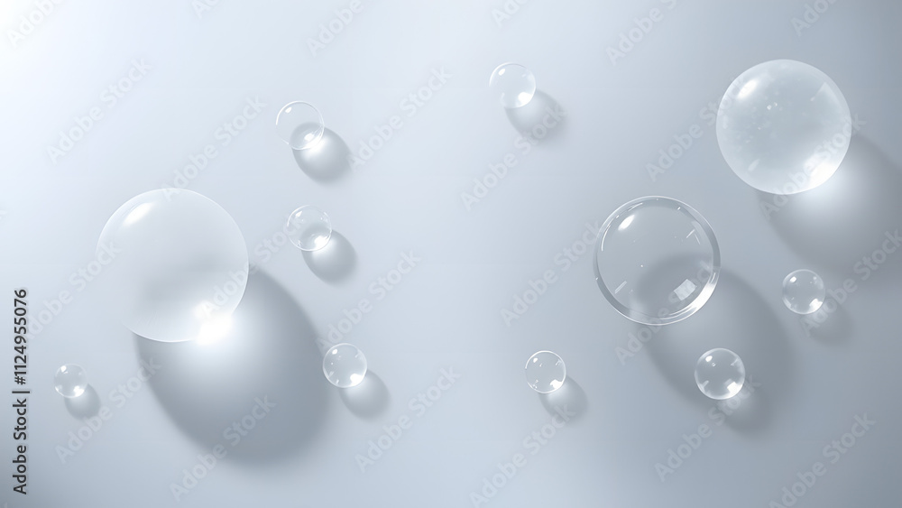 Fototapeta premium Semi-transparent frosted glass elements with faint shadows, floating over a smooth metallic gradient