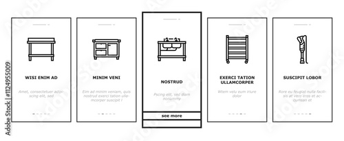 restaurant equipment kitchen cafe onboarding mobile vector fryer commercial, professional industry, clean utensil, interior fridge, stainless restaurant equipment kitchen cafe illustrations