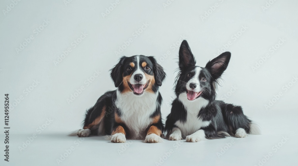 Playful dogs enjoying a fun moment at home pet photography minimalist setting indoor environment eye-level viewpoint Playful dogs enjoying a fun moment at home pet photography minimalist setting indoor environment eye-level viewpoint