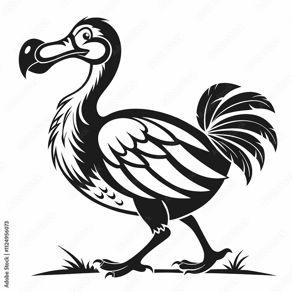 Naklejka premium High Quality Dodo Minimalist Silhouette Illustration with Isolated White Background for Digital and Print Projects