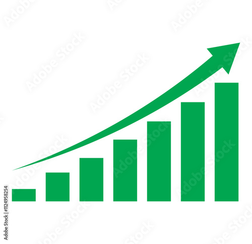 Growing graph icon set. Vector illustration. Set of growing bar graph. Business chart with arrow. Growths chart collection. EPS 10.