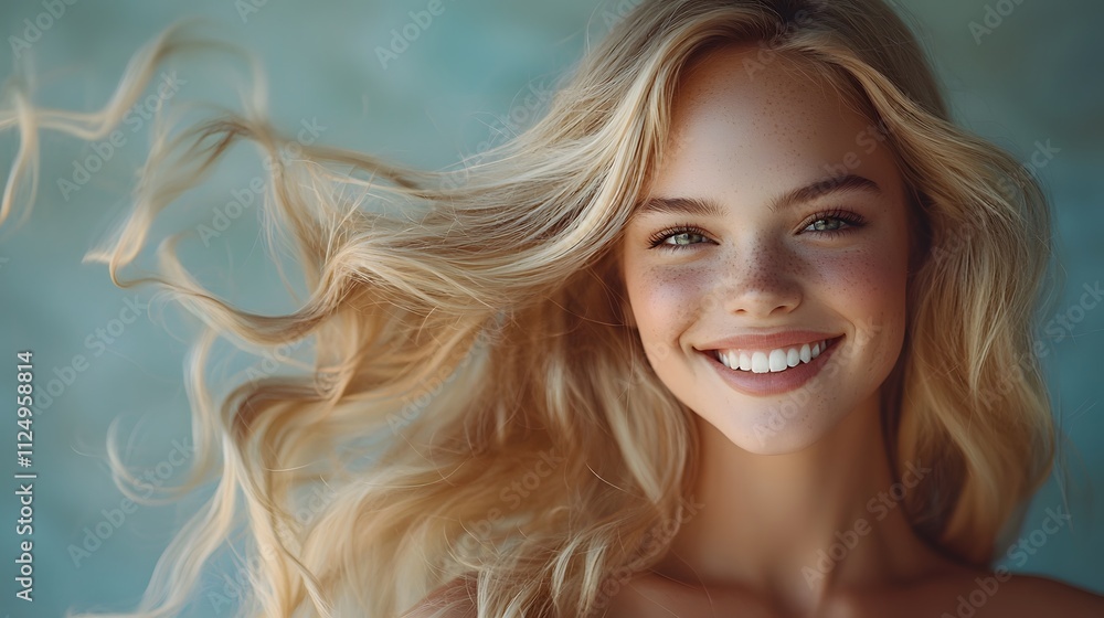 Portraits of European and American women with long hair Portraits of European and American women with long hair