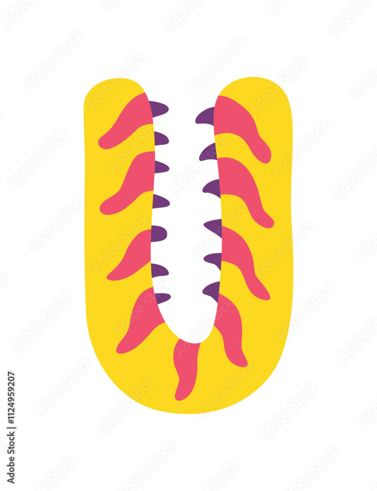 Dinosaur alphabet symbol. Letter U of English alphabet shaped as dino. Children colorful cartoon funny fictional character ABC. Vector flat icon isolated on white background Dinosaur alphabet symbol. Letter U of English alphabet shaped as dino. Children colorful cartoon funny fictional character ABC. Vector flat icon isolated on white background