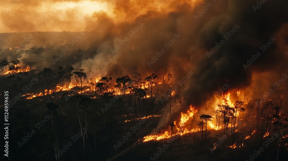 Wildfire devastation in tropical forest nature photography aerial view environmental crisis climate change awareness Wildfire devastation in tropical forest nature photography aerial view environmental crisis climate change awareness