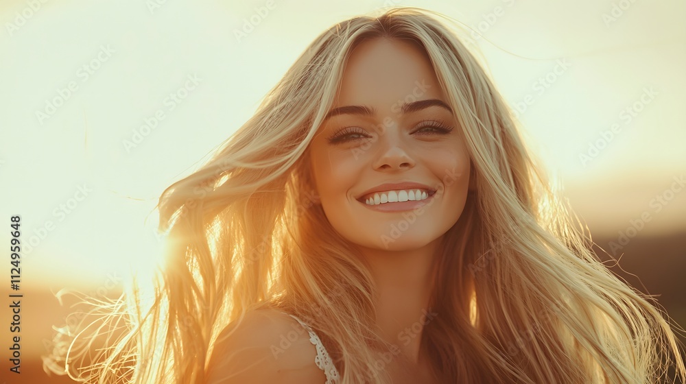 Portraits of European and American women with long hair Portraits of European and American women with long hair
