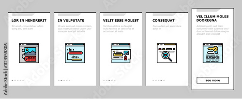 seo optimize community onboarding mobile vector technical audit, market rank, search improve, marketing dashboard, report seo optimize community illustrations