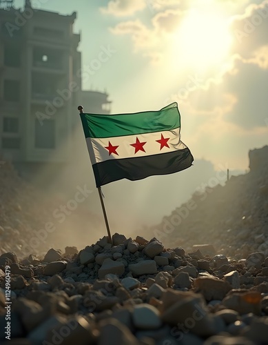 Syrian Flag and Freedom Revolution Concept