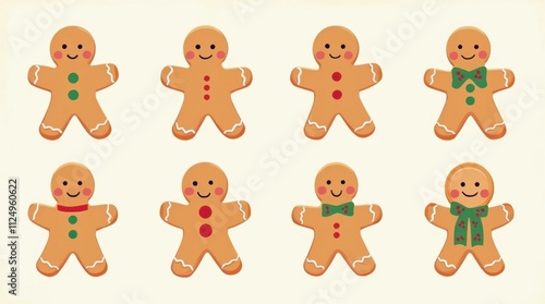 Christmas Gingerbread Man Flat Vector Flashcards