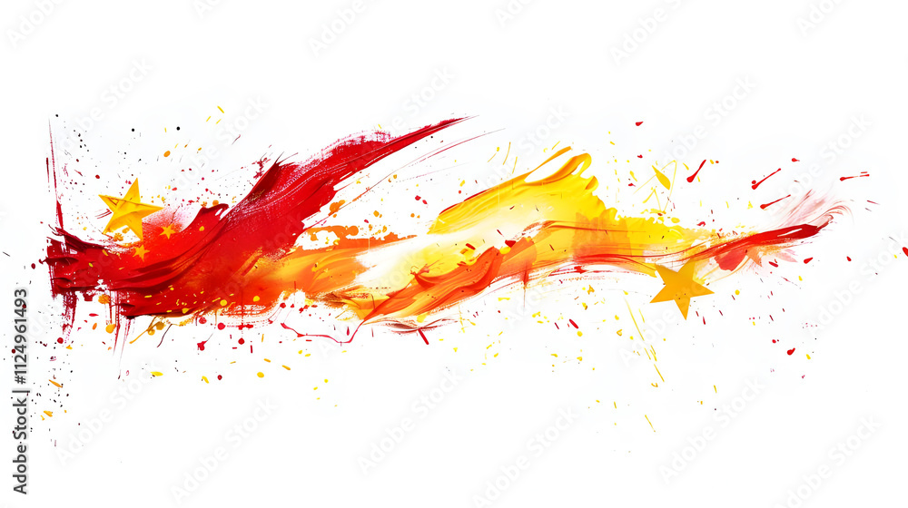 Abstract red and gold paint splash with stars. Abstract red and gold paint splash with stars.