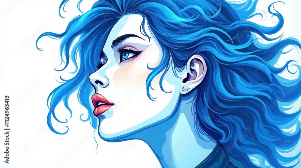 Profile Portrait of a Woman with Blue Hair Profile Portrait of a Woman with Blue Hair