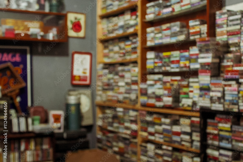 Naklejka premium Vintage Tape Collection in Cozy Room Blurry Background