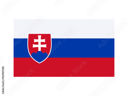 Slovakia national flag isolated on white. Official colors and image of national emblem, simple flat design. Vector clipart or icon for Slovak events and news illustration, travel or politics banner. Free Download Slovakia national flag isolated on white. Official colors and image of national emblem, simple flat design. Vector clipart or icon for Slovak events and news illustration, travel or politics banner. - GFXLoad