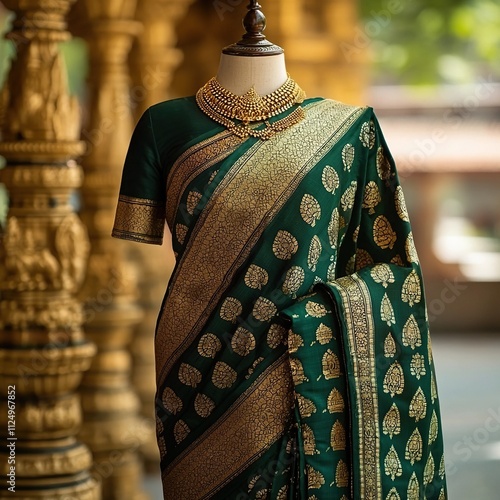 regal kanchipuram silk saree on mannequin indian clothes