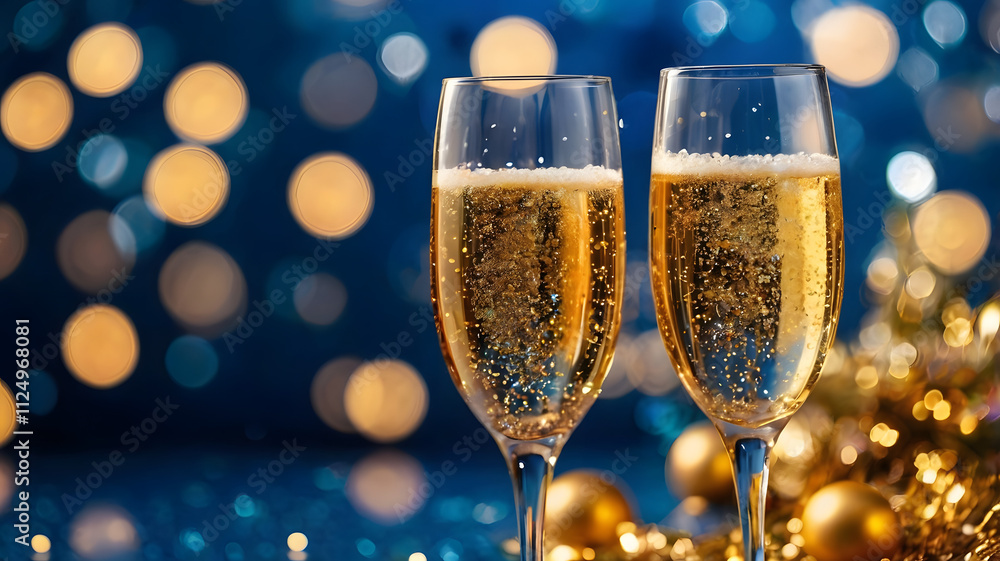champagne glasses and champagne, new year champagne glasses and champagne, new year