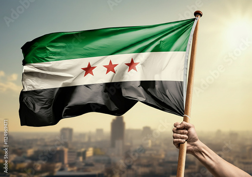 Syrian Flag and Freedom Revolution Concept